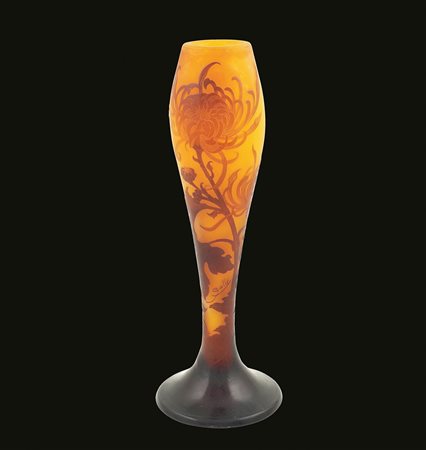 Vaso Emile Gallè Francia, primi anni del XX Sec. h. 33 cm. in vetro policromo...