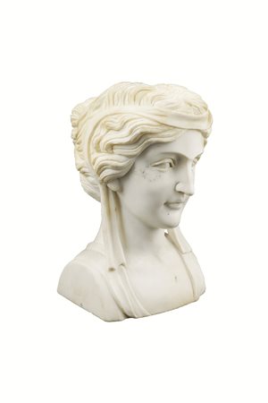 Busto di cariatide in marmo bianco XX Sec. h. 30 cm.