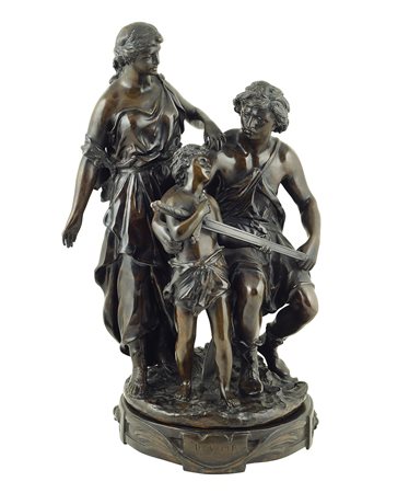 Ernest Rancoulette Francia, XIX Sec. h. 74 cm. "Devoir" gruppo in bronzo...