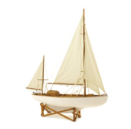 Modello di barca a vela in legno XX Sec. 79x68x14 cm.