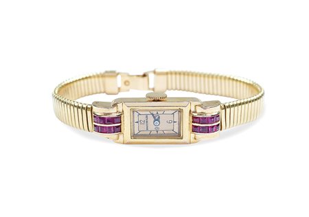 Boucheron, bracciale orologio in oro giallo 18kt anni 30/40 peso 21,5 gr....