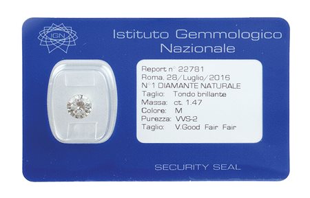 Diamante sciolto taglio brillante ct 1,47 in blister colore L - purezza VVS2,...