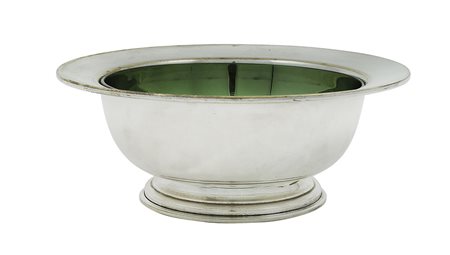 Bowl in argento Italia, XX Sec. 11x27 cm. a corpo liscio, interno in vetro...