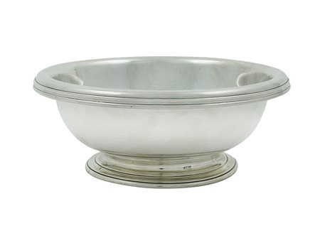 Bowl in argento Italia, XX Sec. 11x27 cm. a corpo liscio, orafo argentiere...