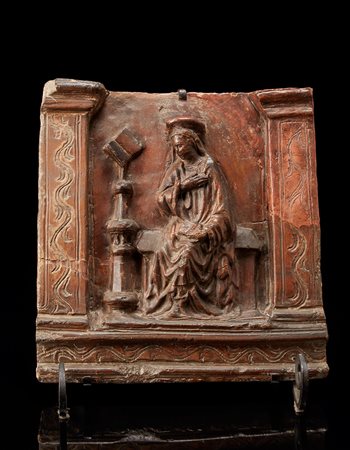 Arte del sec. XV "Santa Maria Vergine" formella in terracotta (cm 40x40)...