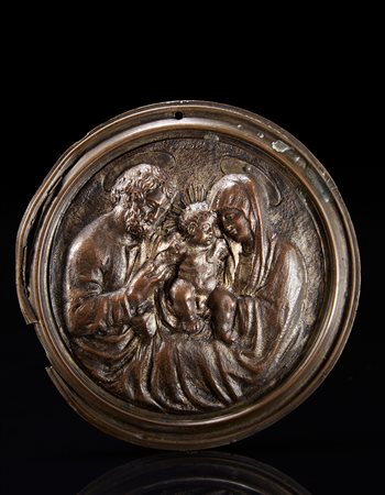 Arte della fine del sec. XVI "Sacra Famiglia" placca in bronzo (d. cm 11,2)...