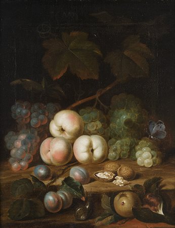 Scuola fiamminga della prima met‡ del secolo XVIII "Frutta con chiocciola e...