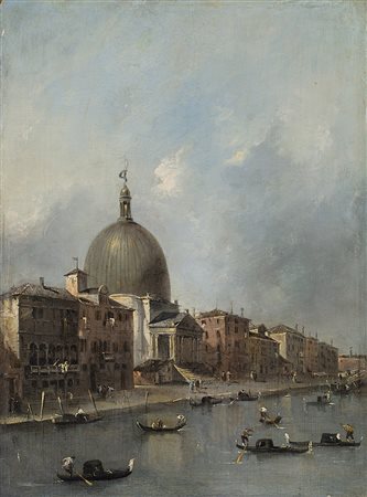 Scuola veneta del secolo XIX "Scorcio del Canal Grande" olio su tavola (cm...