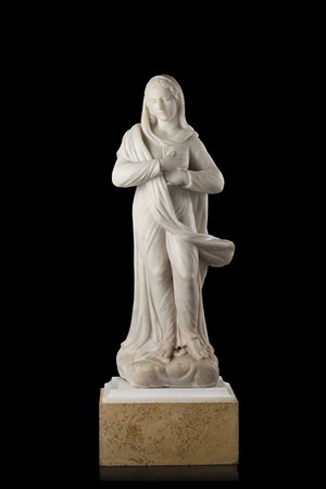 Scultore della fine del sec. XVIII 'L'Immacolata' statuetta in marmo,...