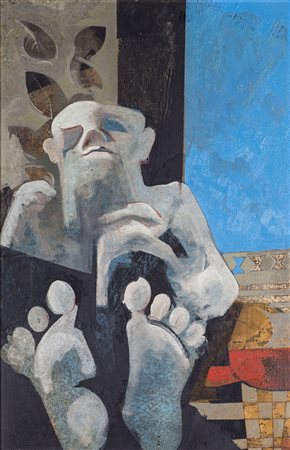 ALFREDO BILLETTO (1932) Figura, 1951 Olio su carta intelata cm 60x39,8 Firma...