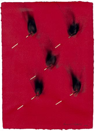 BERNARD AUBERTIN (1934-2015) Papier Rouge Brul&eacute; - Dessin de Feu sur...