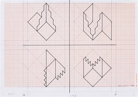 NICOLA CARRINO (1932) Senza Titolo, 1974 Tecnica mista su carta millimetrata...