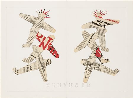 FRANCO ANGELI (1935-1988) Souvenir, 1976/1982 Matita e collage su due fogli...