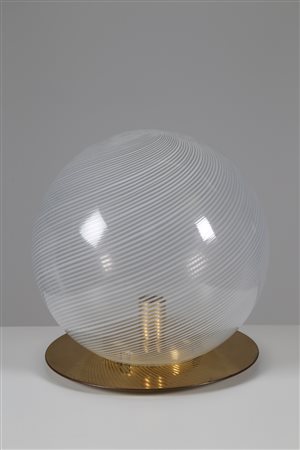 VENINI Lampada da tavolo in ottone e vetro serie tessuto, anni 60. -. Cm...