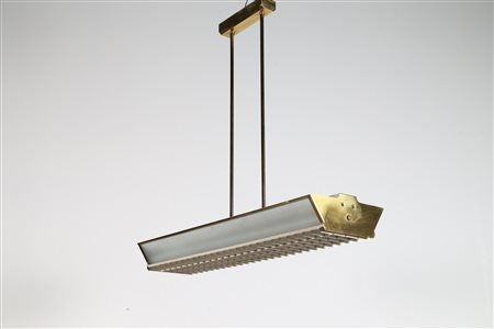 MANIFATTURA ITALIANA Lampada a sospensione in alluminio, ottone e vetro per....
