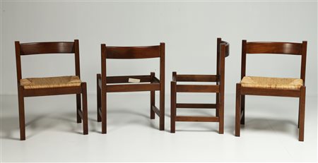 MICHELUCCI GIOVANNI (1891 - 1990) Quattro sedie in legno e paglia per...