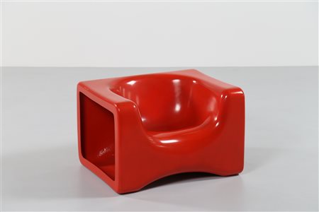ROSSELLI ALBERTO (1921 - 1976) Poltrone Play in fibra di vetro rossa per,...