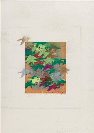 ALIGHIERO BOETTI (1940-1994) Senza titolo 1981tecnica mista su carta intelata...