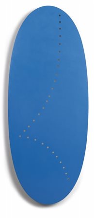 LUCIO FONTANA (1899-1968) Concetto Spaziale, Ellisse 1967legno laccato blu...