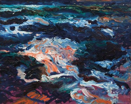 BERND ZIMMER (1948-) Mare mosso 1987olio su tela cm 80x100firmato, datato e...