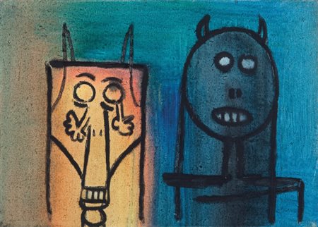 WIFREDO LAM (1902-1982) Senza titolo 1974olio su tela cm 25x35firmato e...