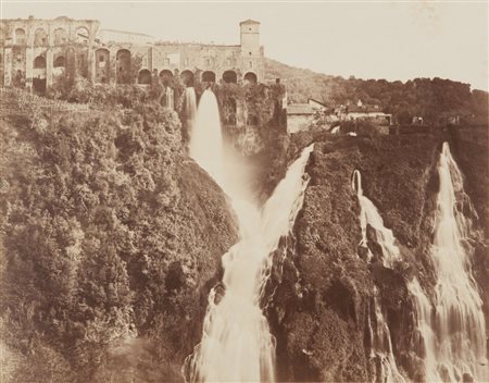 DOVIZIELLI PIETRO (1804-1885) Cascate delle Ferriere (Tivoli)stampa salata...