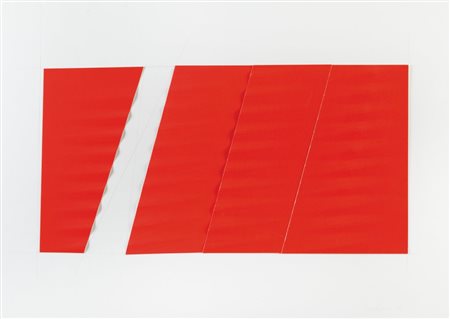 AGOSTINO BONALUMI (1935-2013) Rosso 2002carta estroflessa cm 50x70 firmato e...