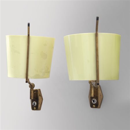 STILNOVO Due lampade a parete "2095", anni '60. Supporti e bracci snodabili...