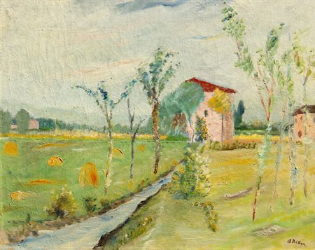 Angelo DEL BON (Milano 1898-Desio 1952) Paesaggio lombardo, 1940, olio su...