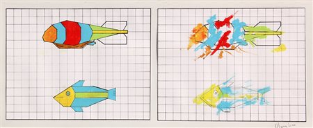 Aldo MONDINO (Torino 1938-Torino 2005) Doppia composizione, 1967, tecnica...