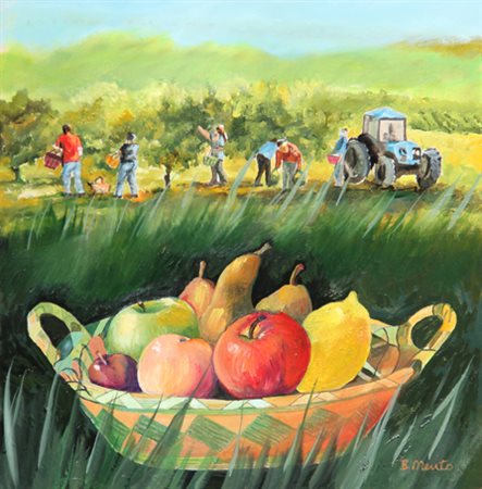 Benito MENTO (Pozzallo, 1938-) La raccolta della frutta, 2010, olio su...