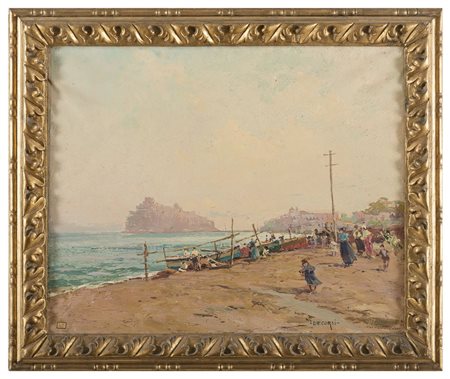 NICOLAS DECORSI Odessa 1882 - Napoli 1956 Vista del Castello Aragonese,...