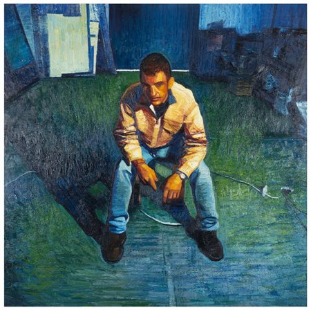 BERNARDO SICILIANO Roma 1969 La stanza blu n 3 2000 Olio su tela cm 152,5 x...