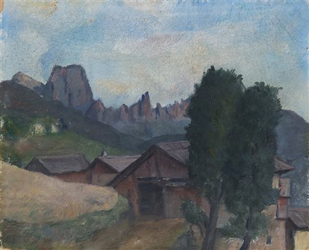 Fiorenzo Tomea (ZoppË di Cadore 1910 - Milano 1960) "Paesaggio con Dolomiti...