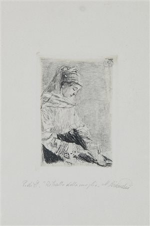 MosË Bianchi (Monza 1840 - 1904) "Ritratto della moglie" acquaforte, prova di...