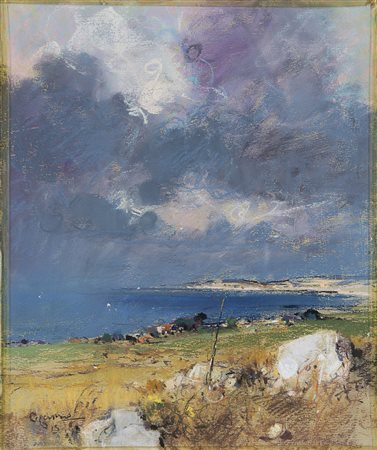 Giuseppe Casciaro (Ortelle 1861 - Napoli 1945) "Paesaggio mediterraneo"...