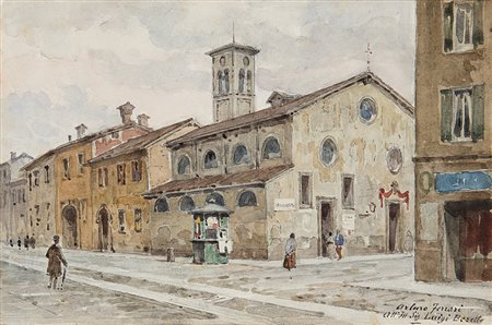 Arturo Ferrari (Milano 1861 - 1932) "Chiesa di San Michele alla Chiusa" 1915...