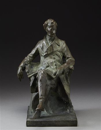Alberto Dressler (Milano 1878 - 1949) "Gentiluomo" scultura in bronzo (h cm...