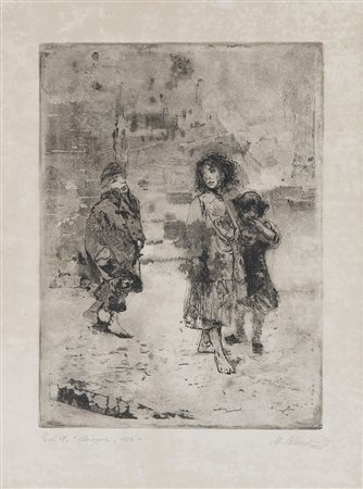 MosË Bianchi (Monza 1840 - 1904) "Chioggia" 1896 acquaforte, prova di stampa...