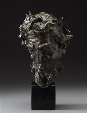Vincenzo Gemito (Napoli 1852 - 1929) "Testa di satiro" scultura in bronzo (h...