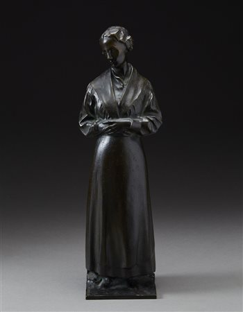 Alberto Dressler (Milano 1878 - 1949) "Figura femminile" scultura in bronzo...