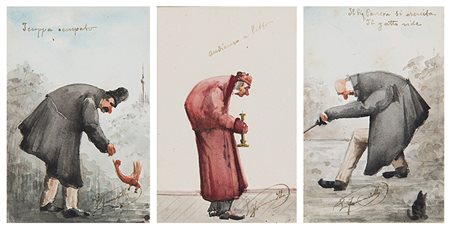 Edoardo Ferravilla (Milano 1846 - 1915) "Caricature del Tecoppa" tre...