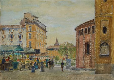 Alfonso Corradi (Castelnovo di Sotto 1889 - Milano 1972) "Milano, Vecchio...