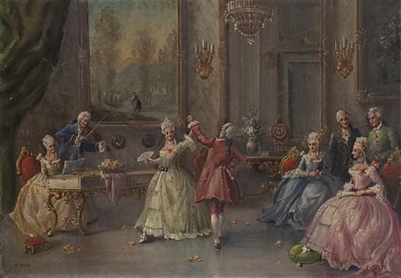 Giuseppe Guidi (Castel Bolognese 1881 - Milano 1831) "Il ballo" olio su tela...