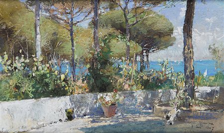 Giuseppe Casciaro (Ortelle 1861 - Napoli 1945) "Veduta dalla terrazza" 1907...