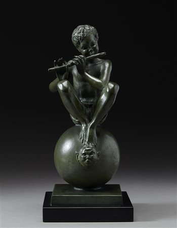 Giovanni Riva (Torino 1890 - 1973) "Suonatore" scultura in bronzo (h cm 38)...