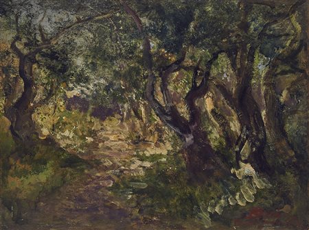 Pompeo Mariani (Monza 1857 - Bordighera 1927) "Il mio uliveto" 1908 olio su...