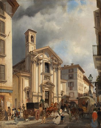 Luigi Riccardi (Lione 1808 - Milano 1877) "Chiesa di San Giovanni in Laterano...