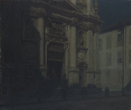 Giannino Grossi (Milano 1889 - 1969) "L'Ave Maria della sera (Milano - chiesa...