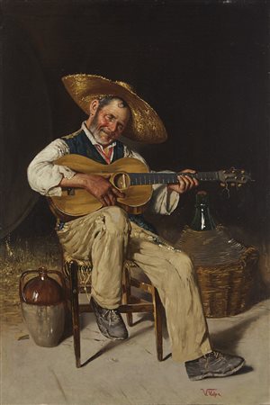 Vincenzo Volpe (Grottaminarda 1854 - Napoli 1929) "Suonatore di chitarra"...